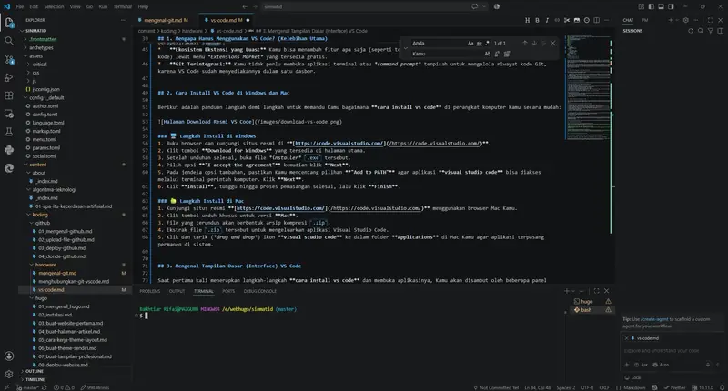 Tampilan Proyek VS Code